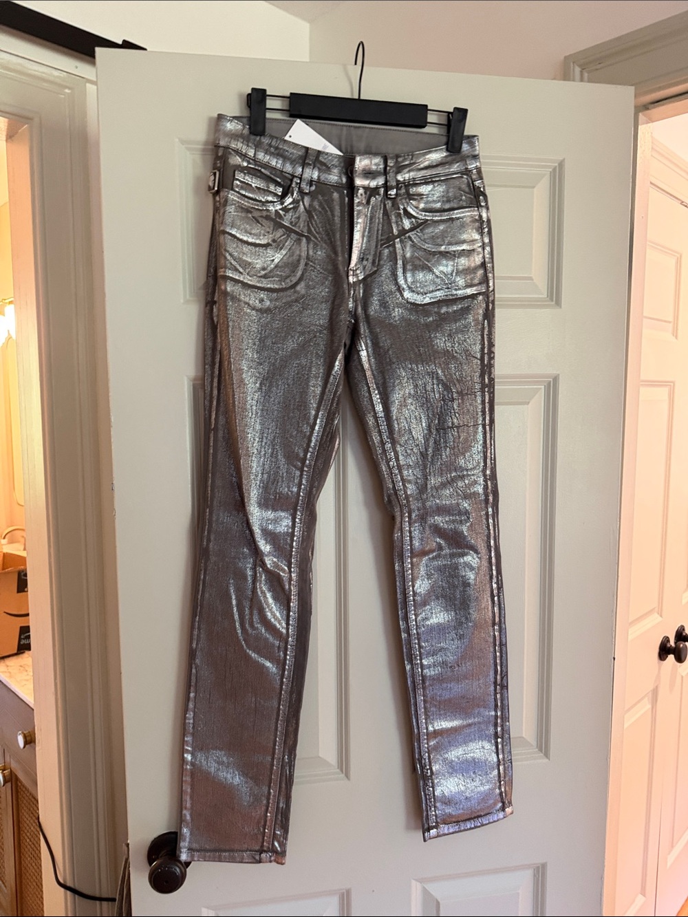 Zadig & Voltaire Metallic Silver Skinny Jeans